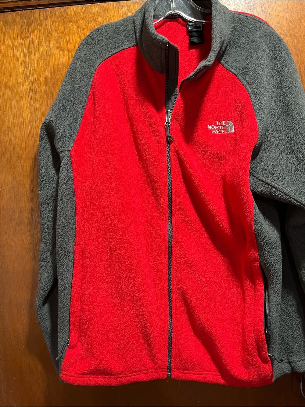 The North Face Men Red & Gray Fleece Jacket